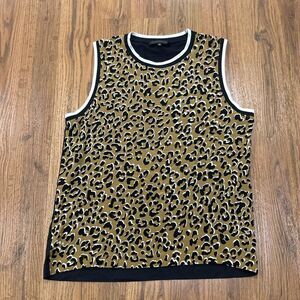 Barbara Bui Sleeveless Top Womens Medium Silk Animal Print Shirt